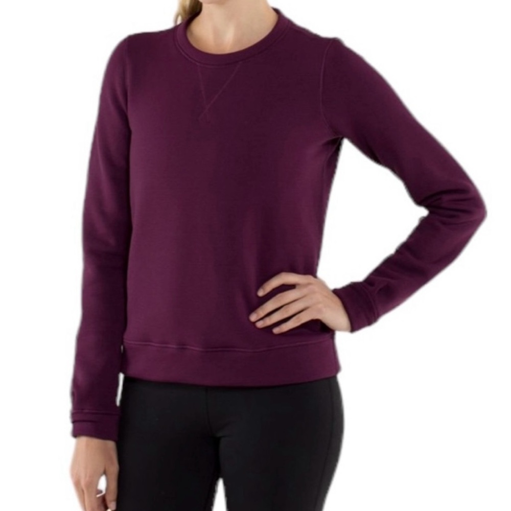 Lululemon Athletica Plum Fleece Grew Sweatshirt “Keep it Cozy” Size 6